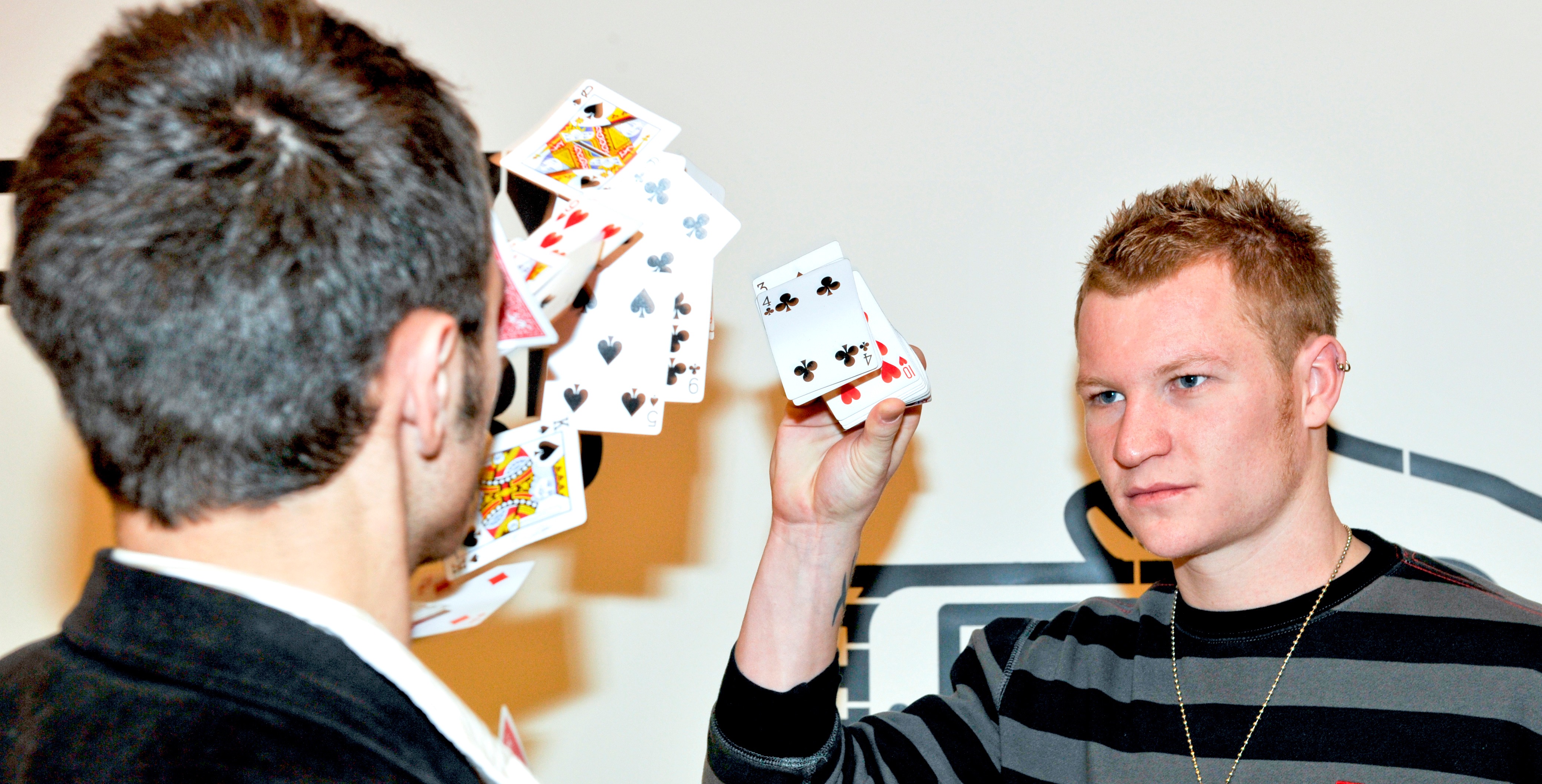 Street Magician Liam Walsh teaching close up magic for MTV and Ezio Inkubatorious in Lithuania